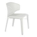 Hola white leather armrest dining chairs
